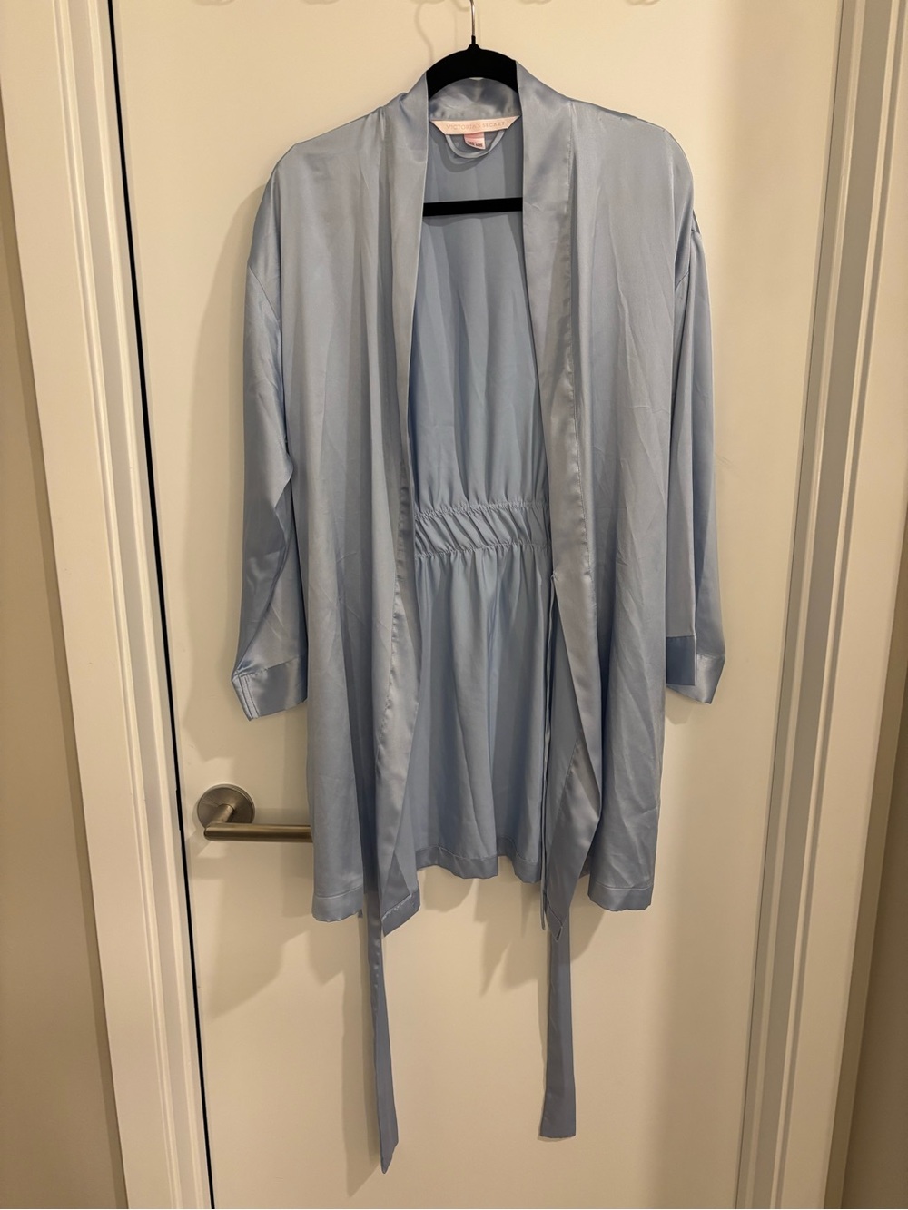 Victoria Secret Light Blue Satin Robe with Belt